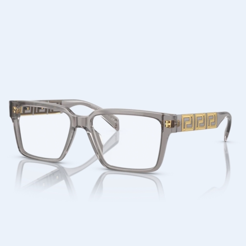 Versace Gray and Gold Square Glasses With Hard Case